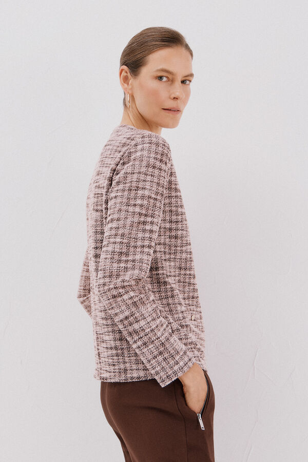 Cortefiel Tweed cardigan Dark brown