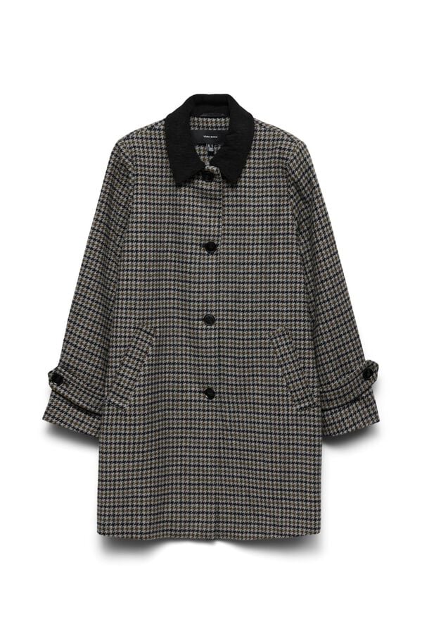 Vero Moda Sobretudo xadrez com gola em contraste Cinzento