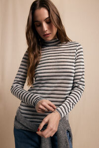 Slowlove Camiseta cuello alto rayas lurex