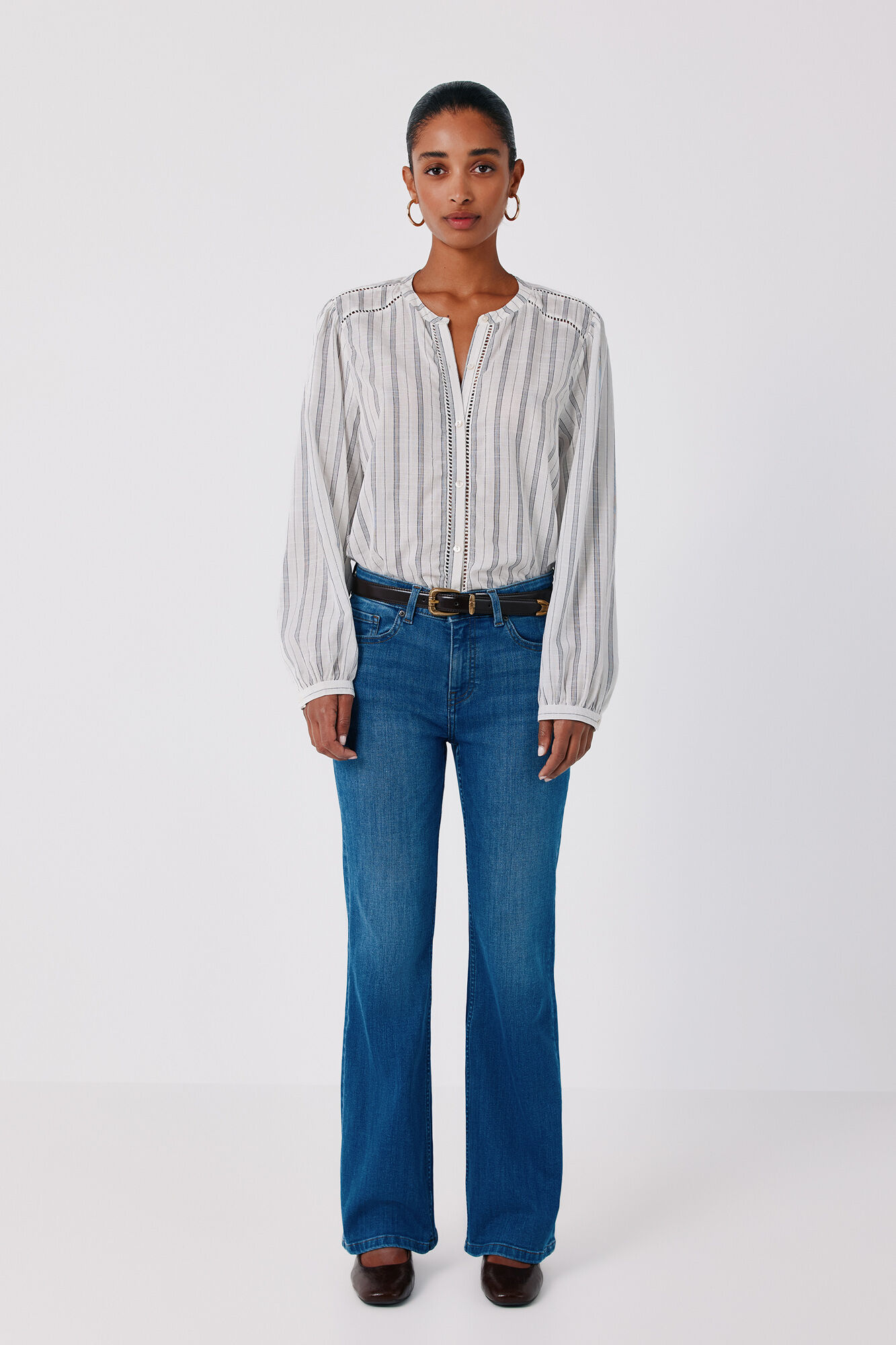 Cortefiel Striped openwork blouse