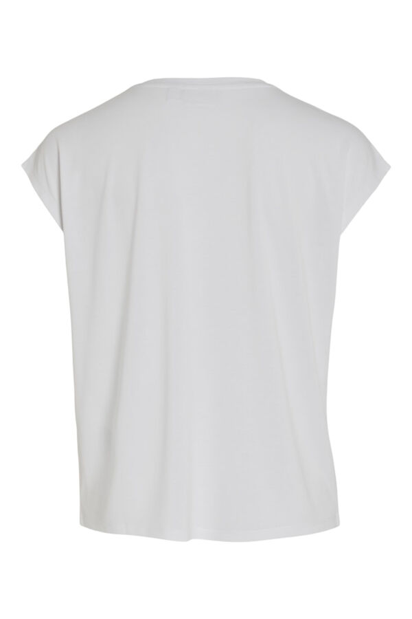 Vila T-shirt de mulher manga curta em viscose Branco