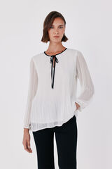 Cortefiel Pleated tie blouse Ivory