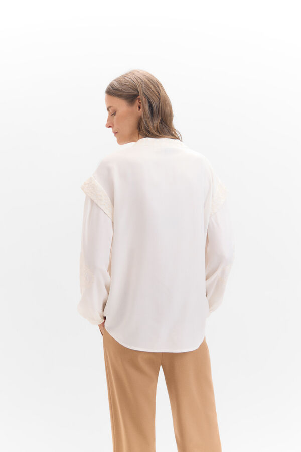 Cortefiel Embroidered shirt White