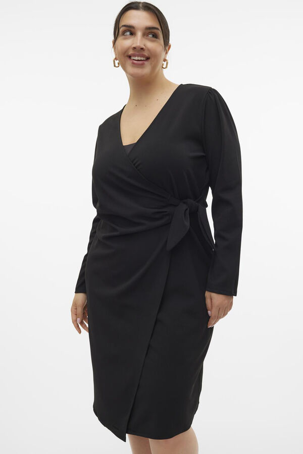 Cortefiel Plus size long-sleeved dress Black