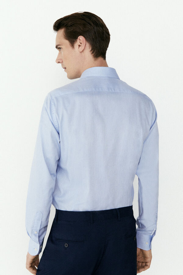 Cortefiel Slim fit textured dress shirt Blue