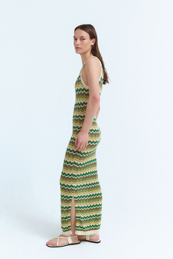 Vila Vestido midi em malha malha com lurex Verde