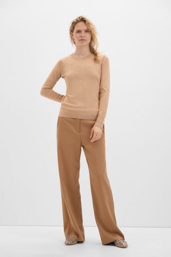 Cortefiel Round neck jumper Beige