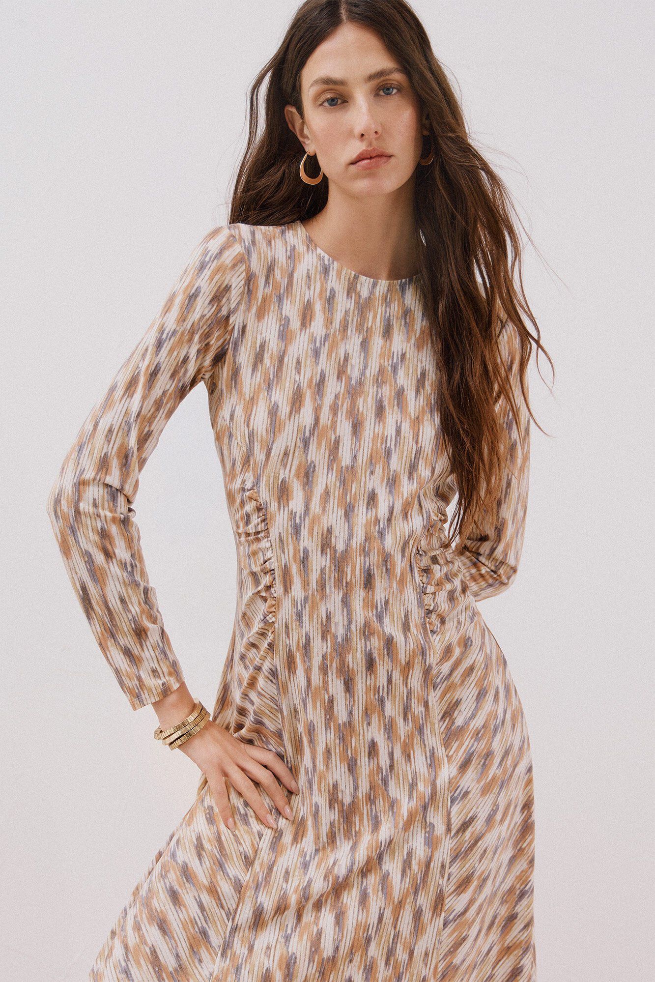 Cortefiel Printed gathered dress