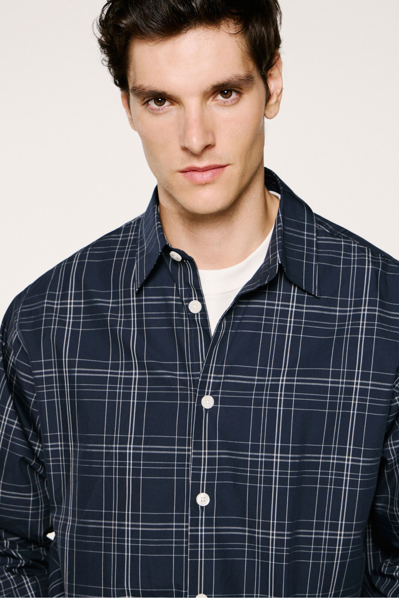 Selected Camisa xadrez de popelina 