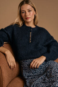 Pol&iacute;n Et Moi Camisola com bot&otilde;es de cora&ccedil;&atilde;o Michelle