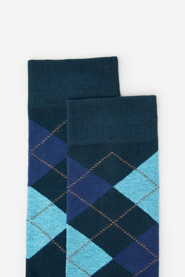 Cortefiel Diamond motif socks Navy