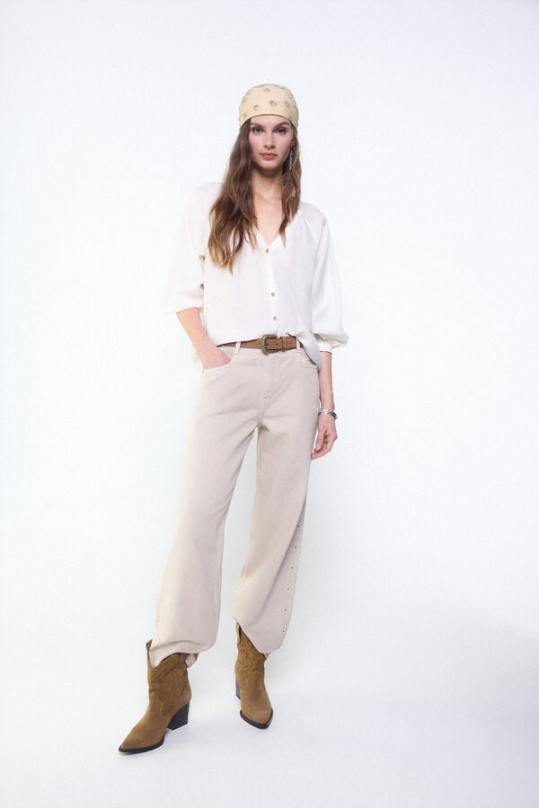 Slowlove Blusa plisada fluida Marfil