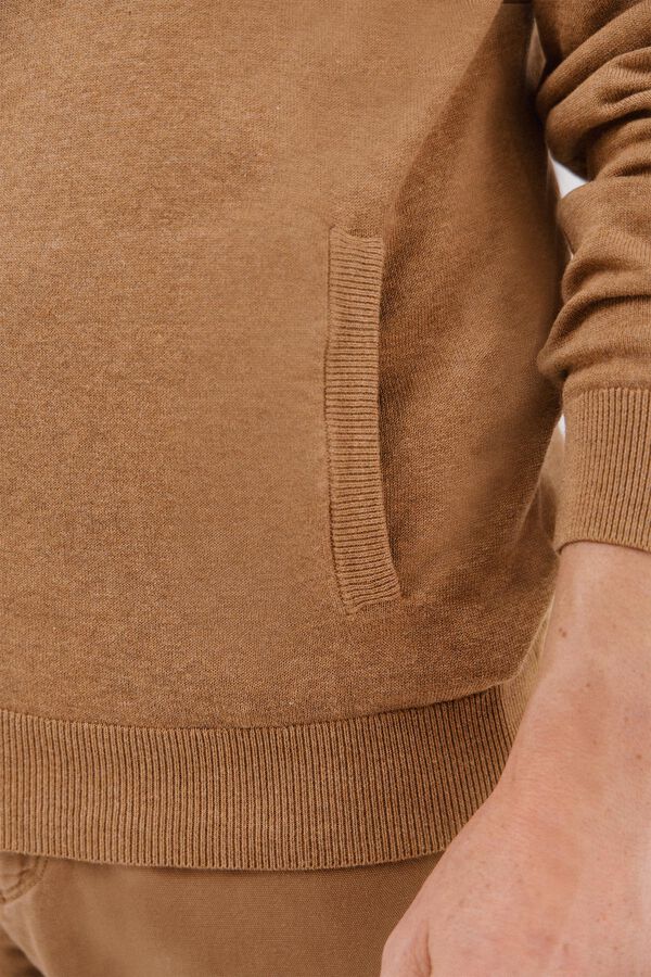 Cortefiel Fine knit cotton jersey-knit zip fastening  Beige