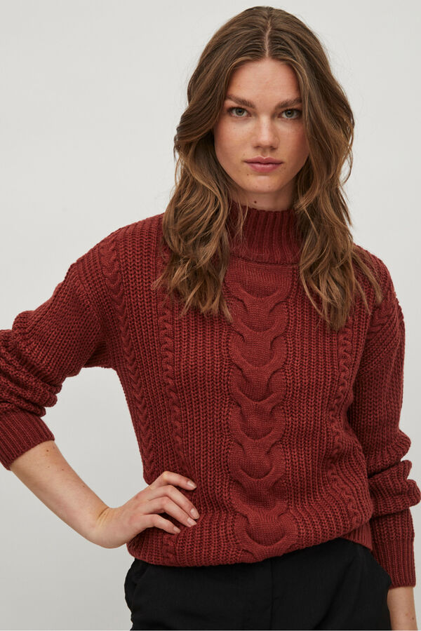 Cortefiel Women's cable knit jumper Red