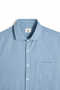 Cortefiel Camisa lisa lavada slim fit Azul