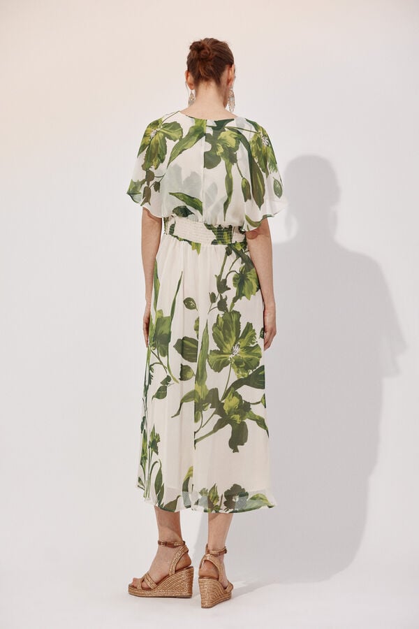 Cortefiel Vestido fluido Impress&atilde;o