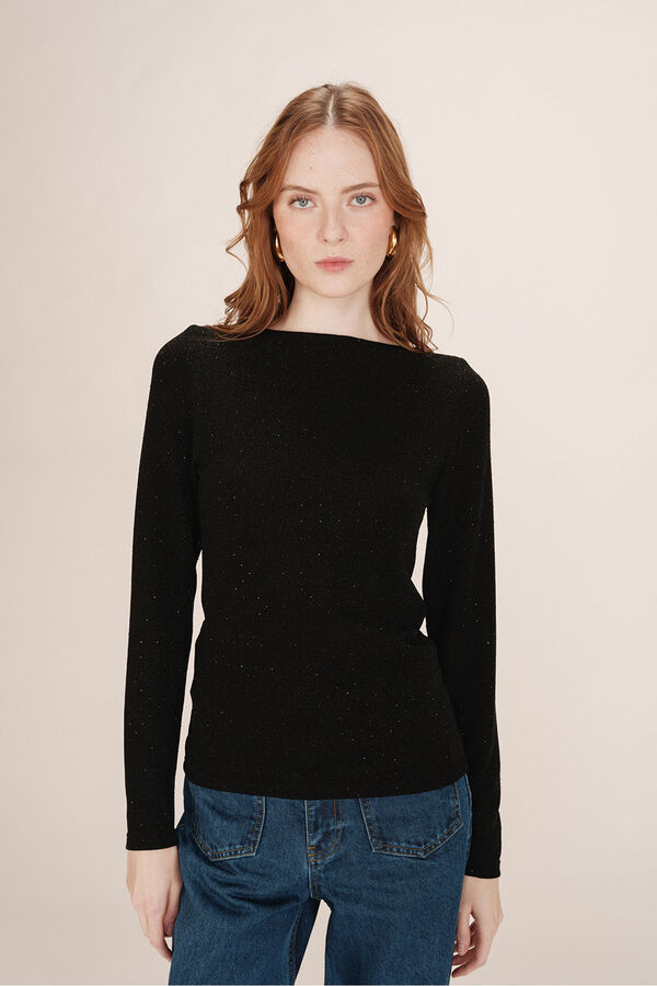 Grace & Mila Lurex glued top Black