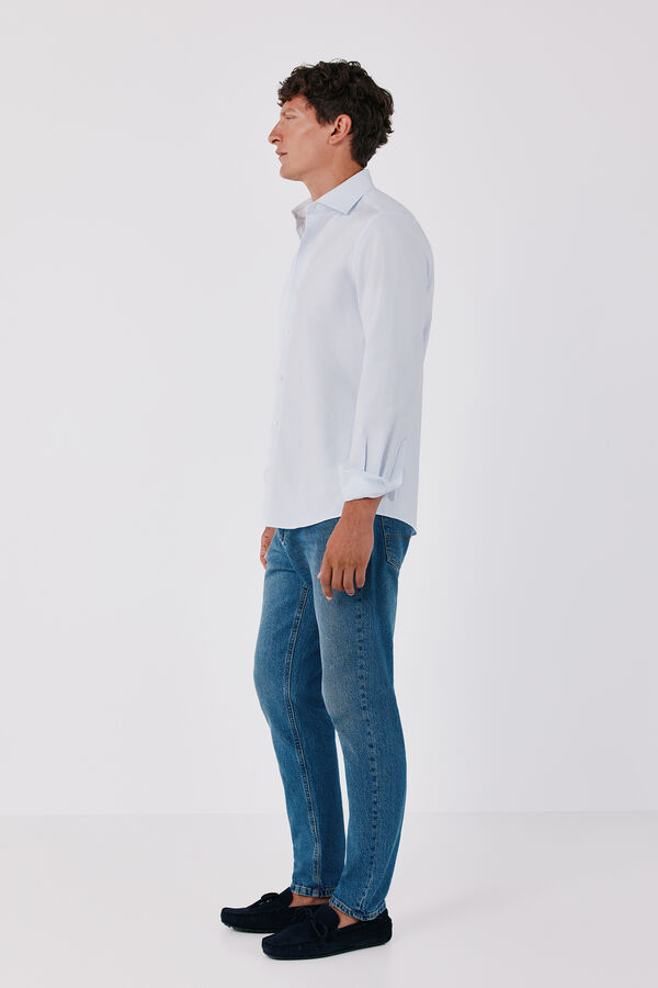 Cortefiel Striped easy-iron dress shirt Blue