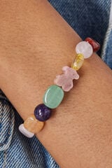 Cortefiel Pulsera de plata con gemas y oso de rodonita TOUS Color Gris