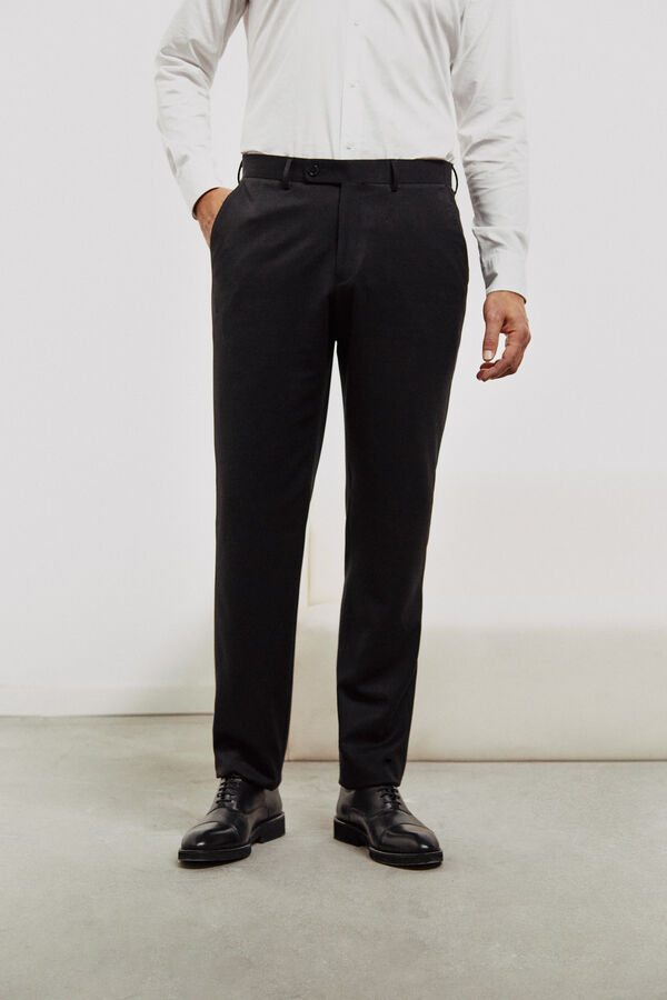 Cortefiel Serie XXI textured trousers Black