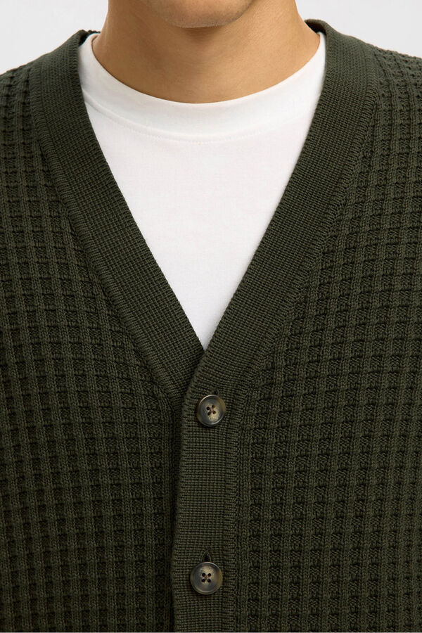 Selected Casaco de malha 100% algodão orgânico com gola em bico  Verde