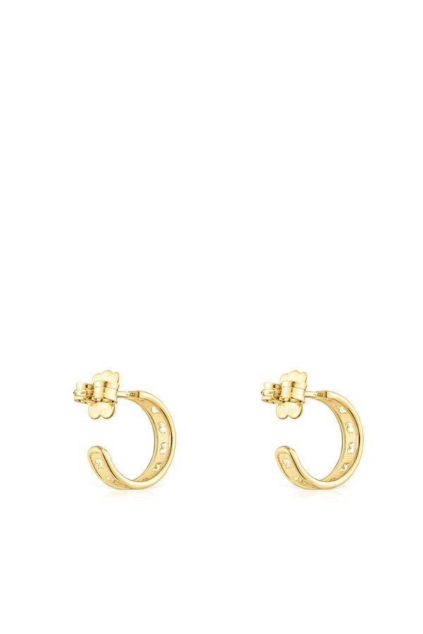 Cortefiel Small hoop earrings in siver plated with 18 kt gold with TOUS Bear Row silhouette Yellow