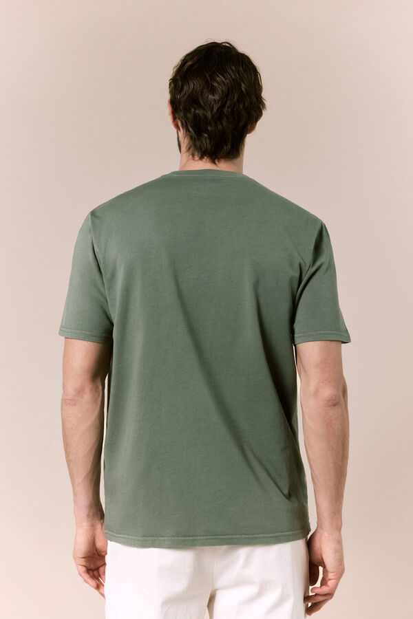 OOTO T-shirt b&aacute;sica lavada Verde