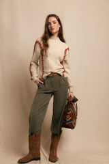 Slowlove Jersey bordado contrastante Tostado