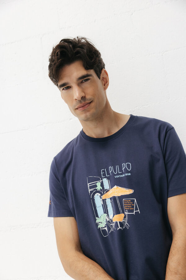 elPulpo Vintage Octopus Bar T-shirt Navy