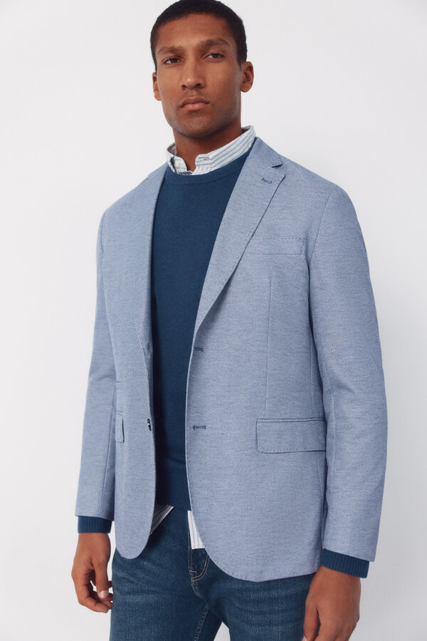 Cortefiel Jersey-knit blazer Blue