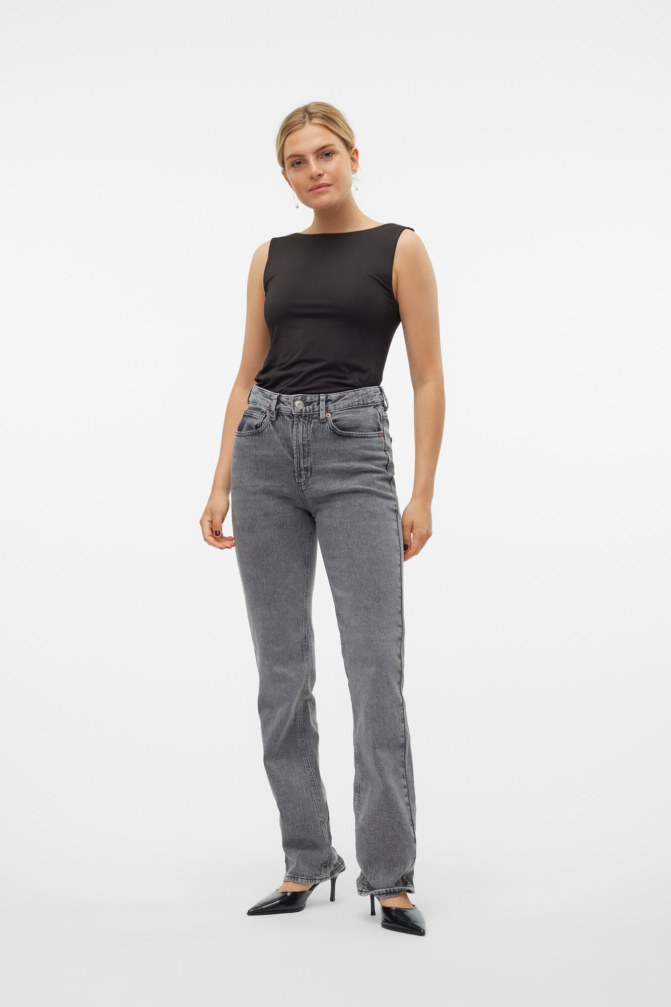 Vero Moda Cal&ccedil;a jeans reta de cintura alta