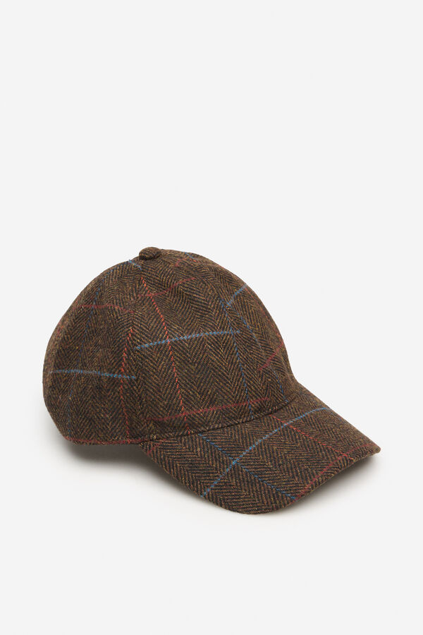 Cortefiel herringbone and checkered cap Dark brown