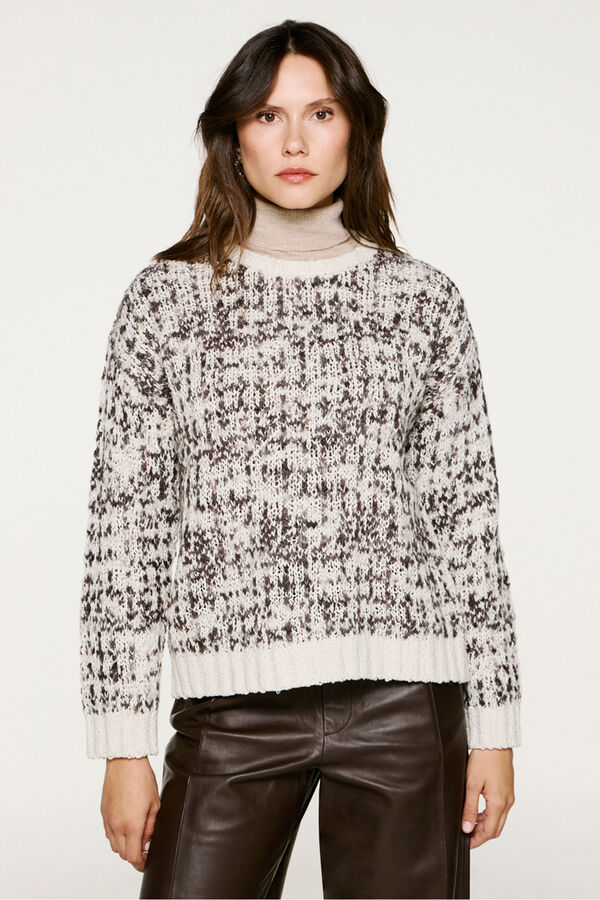 Selected Camisola de lã com gola caixa Cinzento