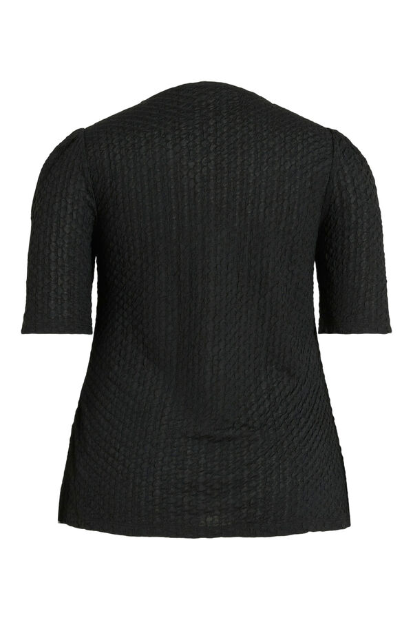 Cortefiel Puffed 3/4-sleeve blouse  Black