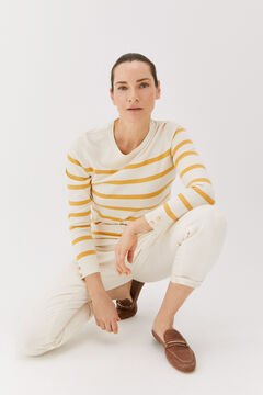 Cortefiel Striped jumper with buttons Yellow