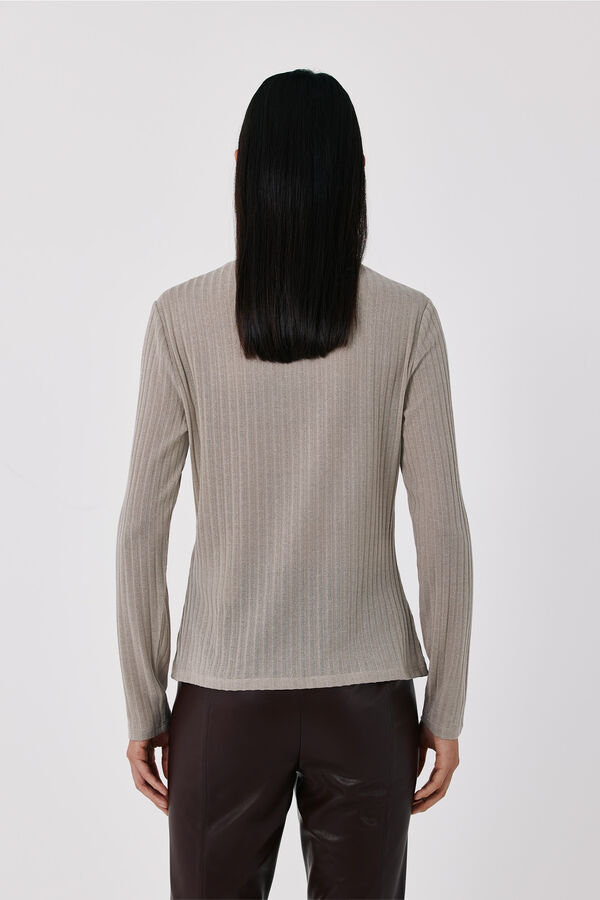 Cortefiel Knit high neck top Beige