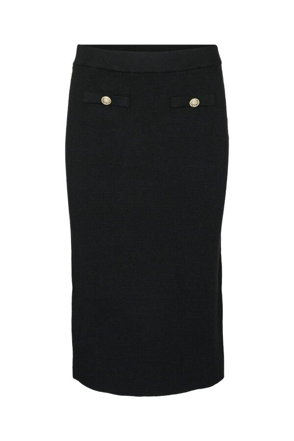 Cortefiel Jersey-knit midi skirt Black