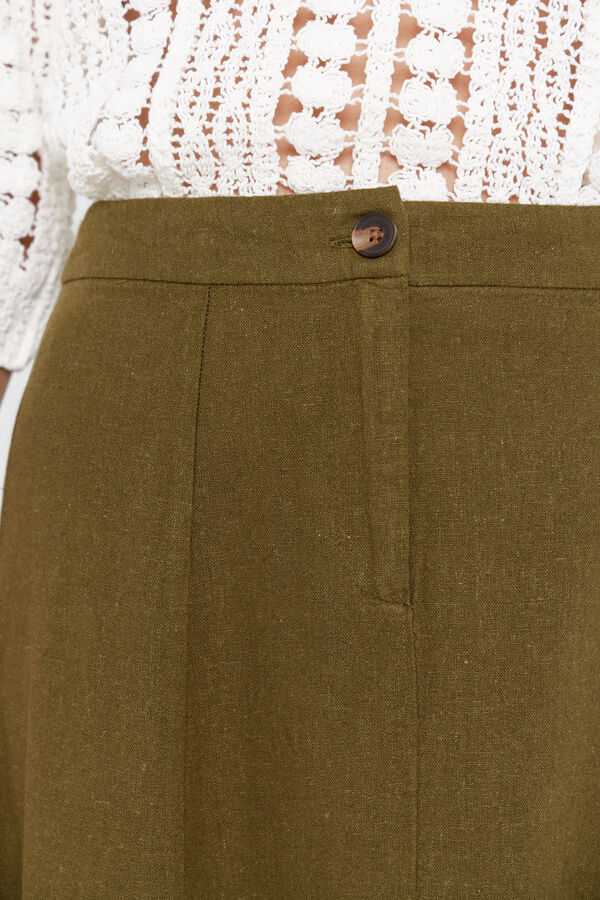 Cortefiel Midi skirt with buttons Kaki