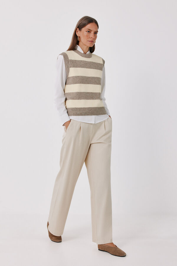 Cortefiel Women's serge trousers Ivory