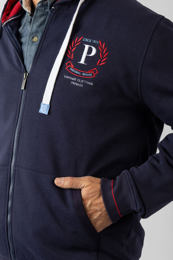 Privata Sweatshirt aberto com capuz e bolsos Azul