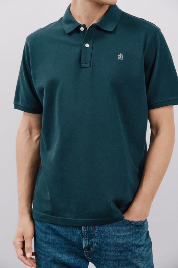 Cortefiel Basic piqué polo shirt Blue