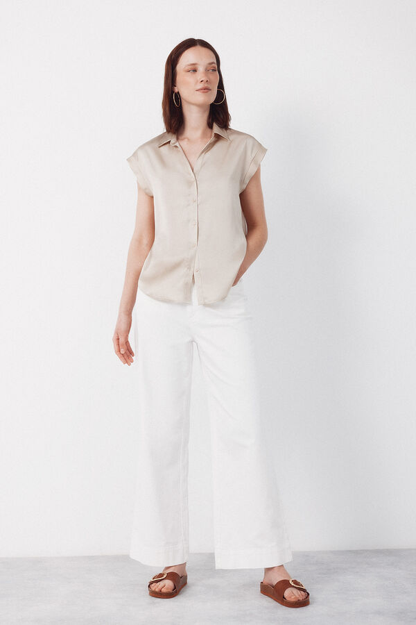 Cortefiel Camisa acetinada Tostado