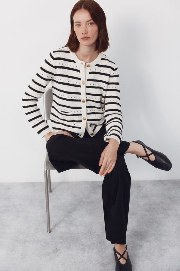 Cortefiel Short buttoned jacket Ivory