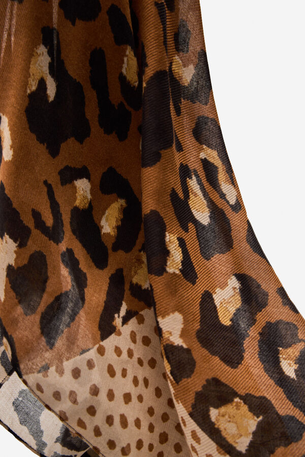 Cortefiel Leopard spot scarf Printed brown