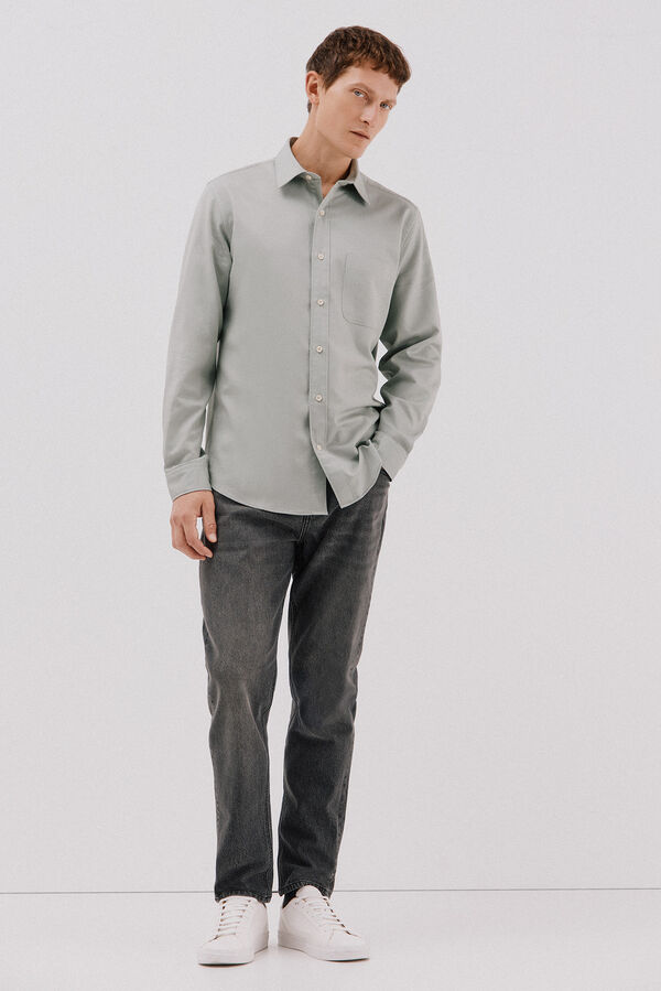 Cortefiel Tencel trench coat shirt Kaki