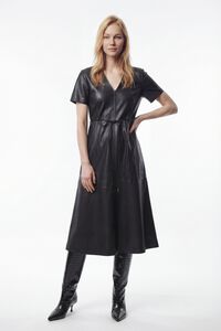 Vila Vestido midi de couro sint&eacute;tico