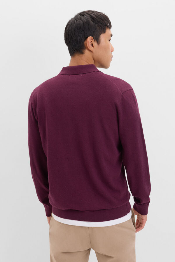 Cortefiel Cotton cashmere polo shirt neck jersey Maroon