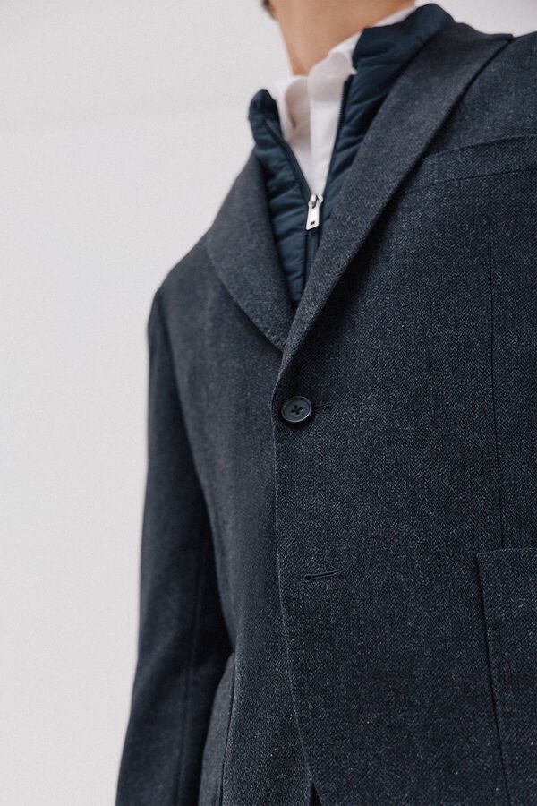 Cortefiel Wool blazer with removable lining Navy