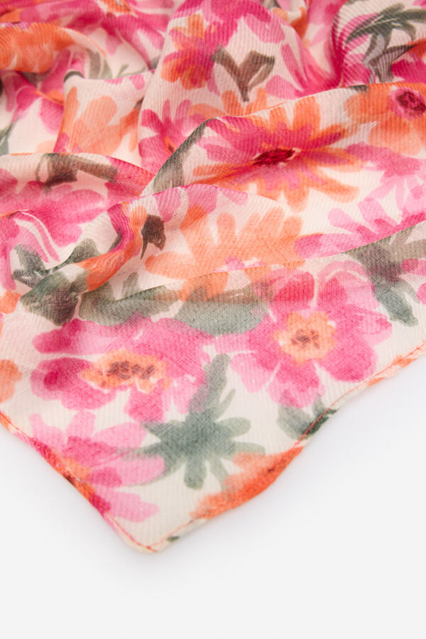 Cortefiel Fular margarita Estampado naranja