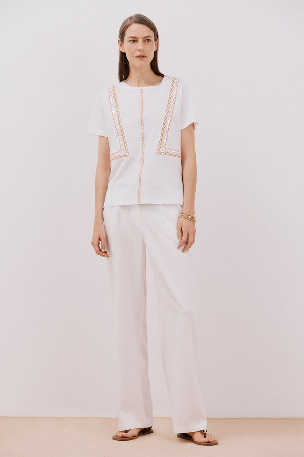 Cortefiel Embroidered t-shirt White